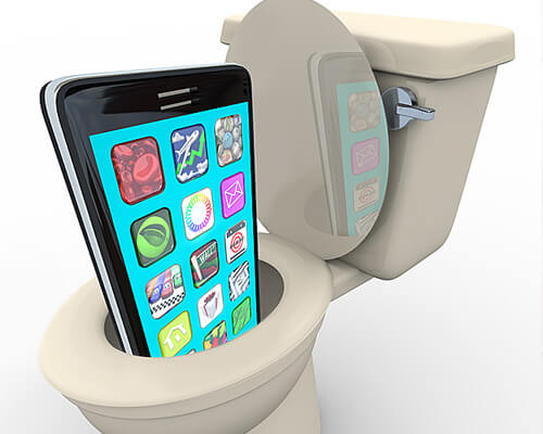 touch screens drop in the toilet