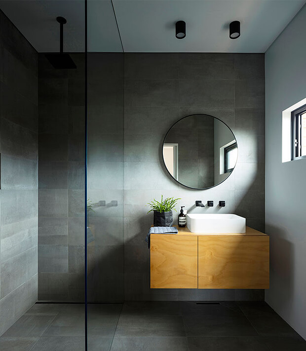 Grey Bathroom with Walk in Shower Enclosure