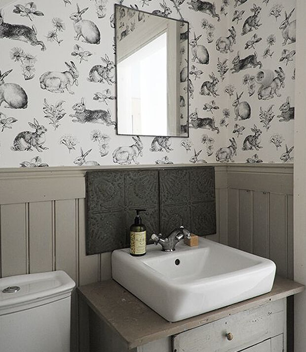 Half Panel Grey Bathroom