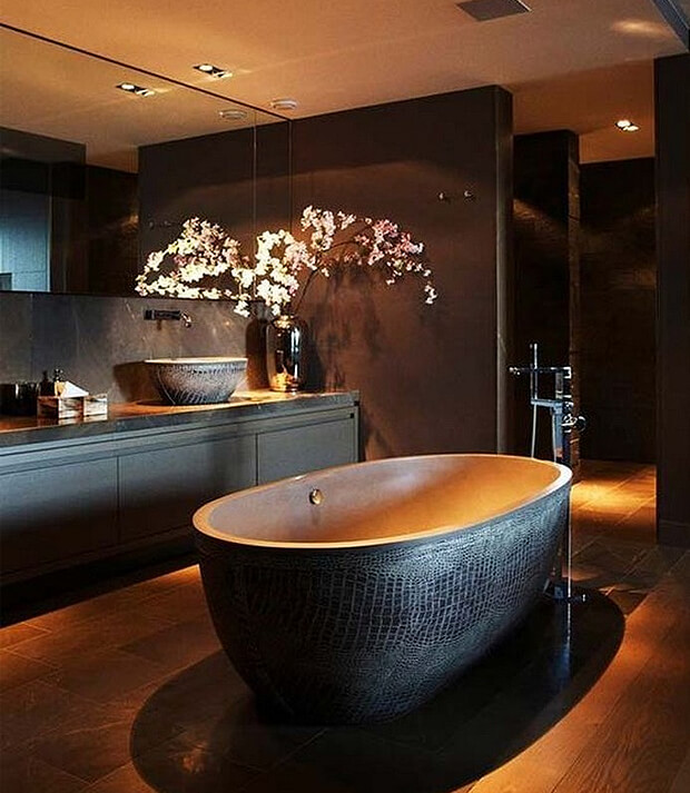 Grey Bath & Bathroom Furniture with Leather Shade Colour