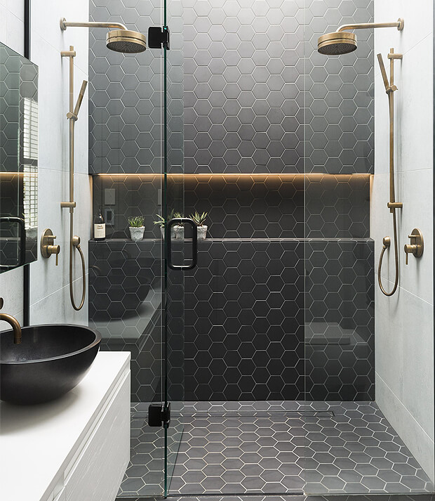 Grey Bathroom Hexagon Tiles