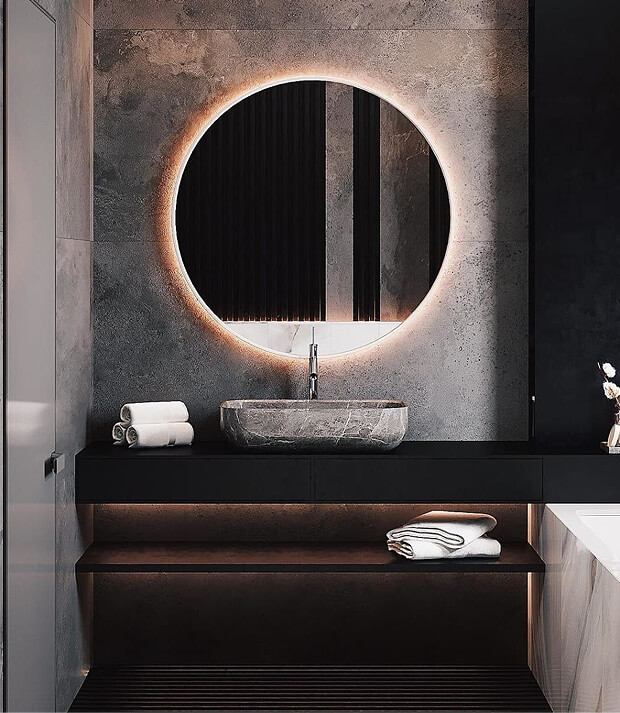 Grey Bathroom with LED Mirror